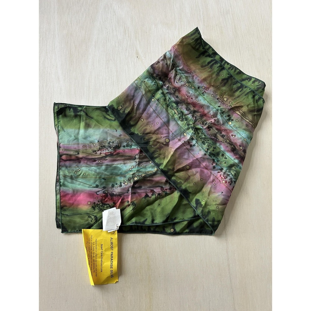 Almost Paradise Silks Scarf Womens One Size Multicolor Hand Painted Silk‎ Batik
